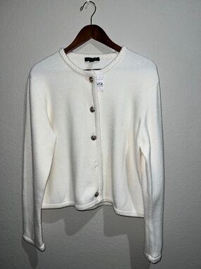 Size XXL- Ann Taylor White Button-Front Cardigan